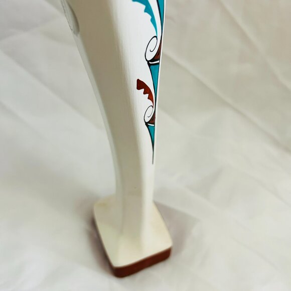 Navajo Virgin Mary Figurine Madonna Southwest Hand Painted Ceramic Signed 13" - Picture 15 of 16